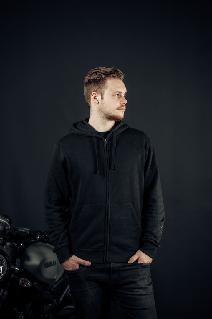 Black-Cafe London Retro Stripe Zip Hoodie