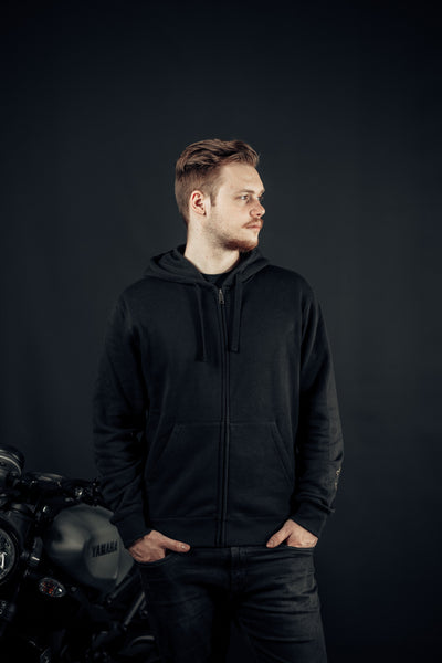 Black-Cafe London Retro Stripe Zip Hoodie