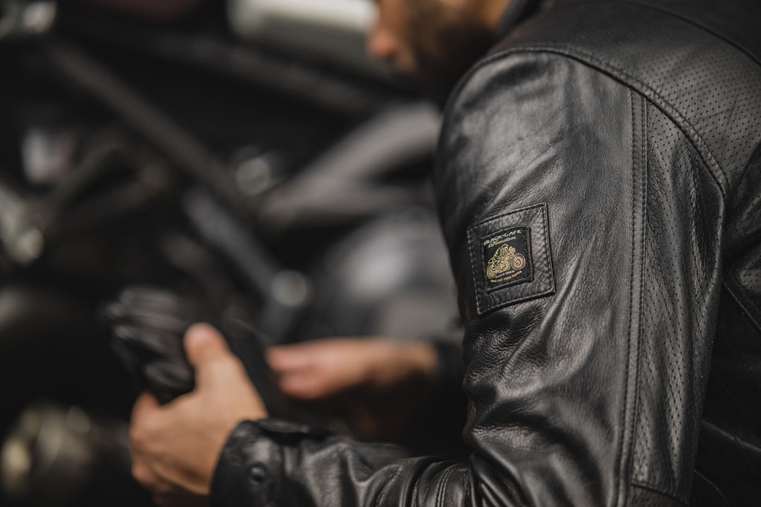 Black-Cafe London Classic Motorcycle Leather Jacket#color_black