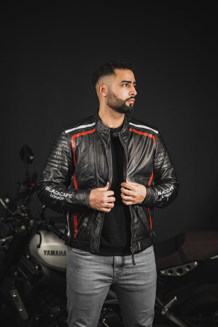 Black-Cafe London Seoul Motorfiets lederen jas