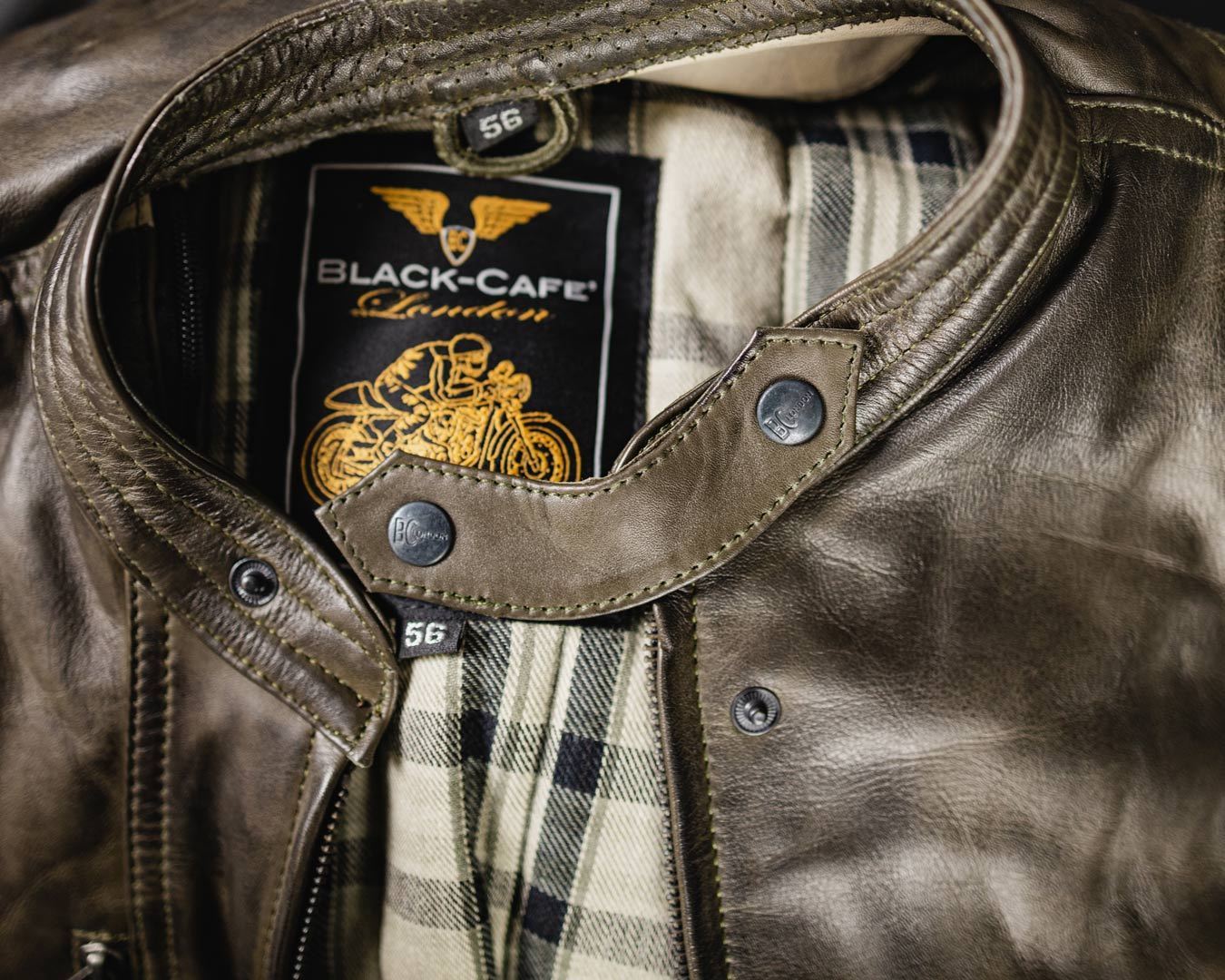 Black-Cafe London Vintage Veste en cuir de moto