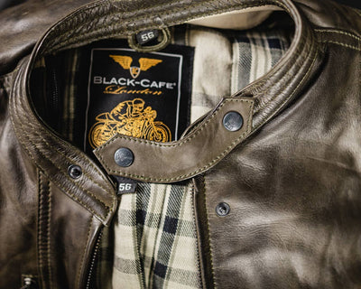 Black-Cafe London Vintage Veste en cuir de moto
