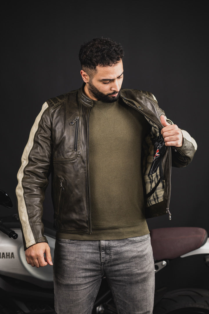 Black-Cafe London Vintage Veste en cuir de moto