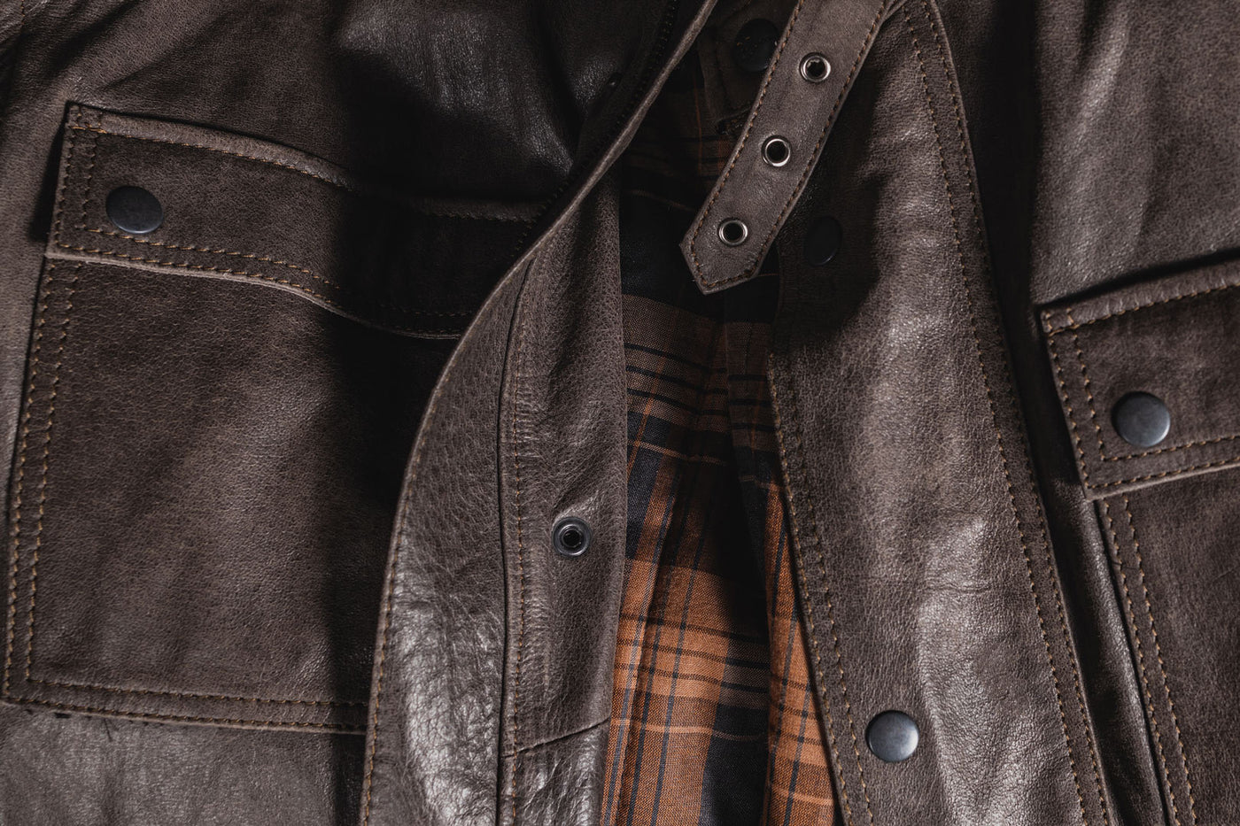 Black-Cafe London Retro Chaqueta de cuero de motocicleta