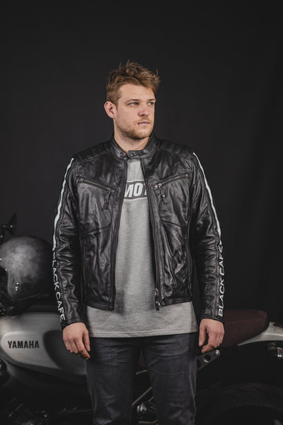 Black-Cafe London Toronto Chaqueta de cuero de motocicleta