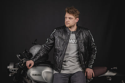 Black-Cafe London Toronto Motorcycle Leather Jacket#color_black-white
