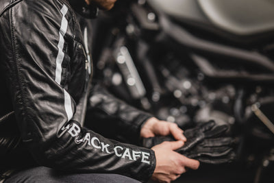 Black-Cafe London Toronto Chaqueta de cuero de motocicleta