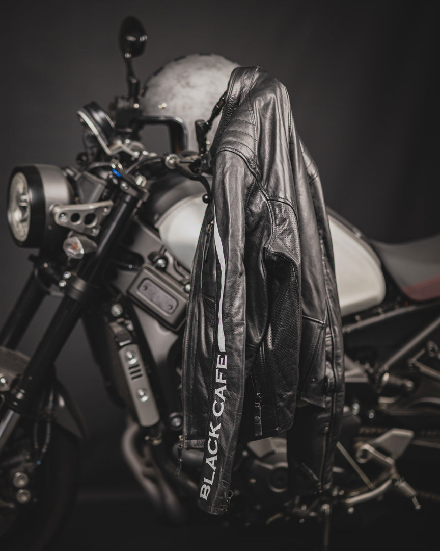 Black-Cafe London Toronto Chaqueta de cuero de motocicleta