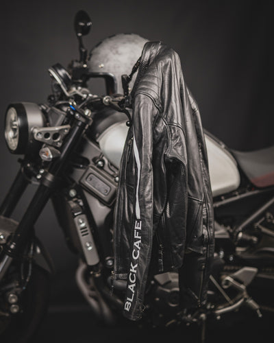Black-Cafe London Toronto Chaqueta de cuero de motocicleta