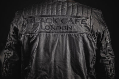 Black-Cafe London Philadelphia Motorcycle Leather Jacket#color_black