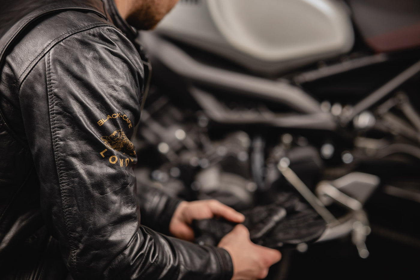 Black-Cafe London Sari Motorcykel læderjakke