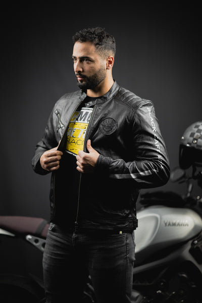 Black-Cafe London Shanghai Jaqueta de couro de motocicleta
