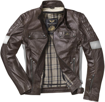 Black-Cafe London Brooklyn Motorcycle Leather Jacket#color_brown