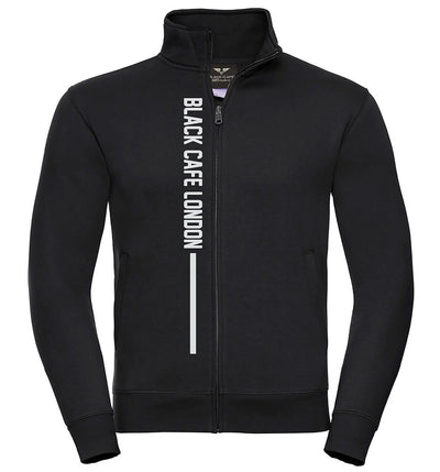 Black-Cafe London Stripe Sweat Jacket#color_black-white