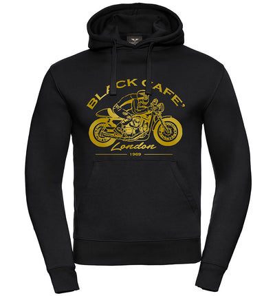 Black-Cafe London Retro Bike Hoodie#color_black-gold