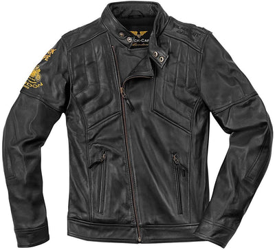 Black-Cafe London Sari Motorcycle Leather Jacket#color_black