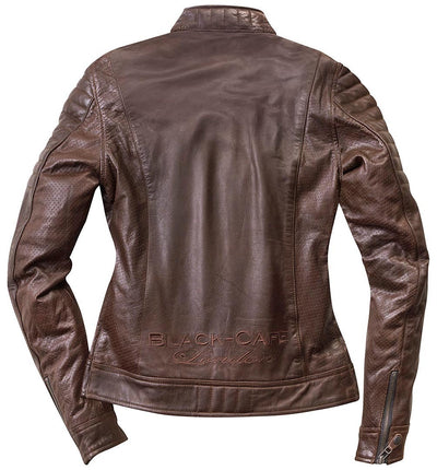 Black-Cafe London Ilam Ladies Motorcycle Leather Jacket#color_brown
