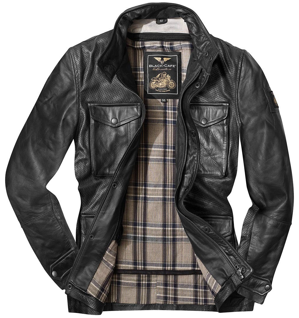 Black-Cafe London Classic Chaqueta de cuero para moto