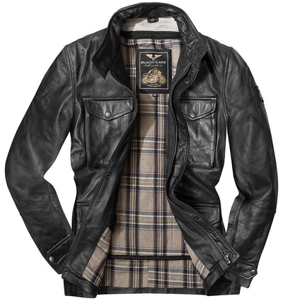 Black-Cafe London Classic Chaqueta de cuero para moto