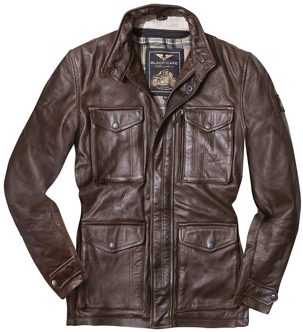 Black-Cafe London Classic Motorcycle Leather Jacket#color_brown