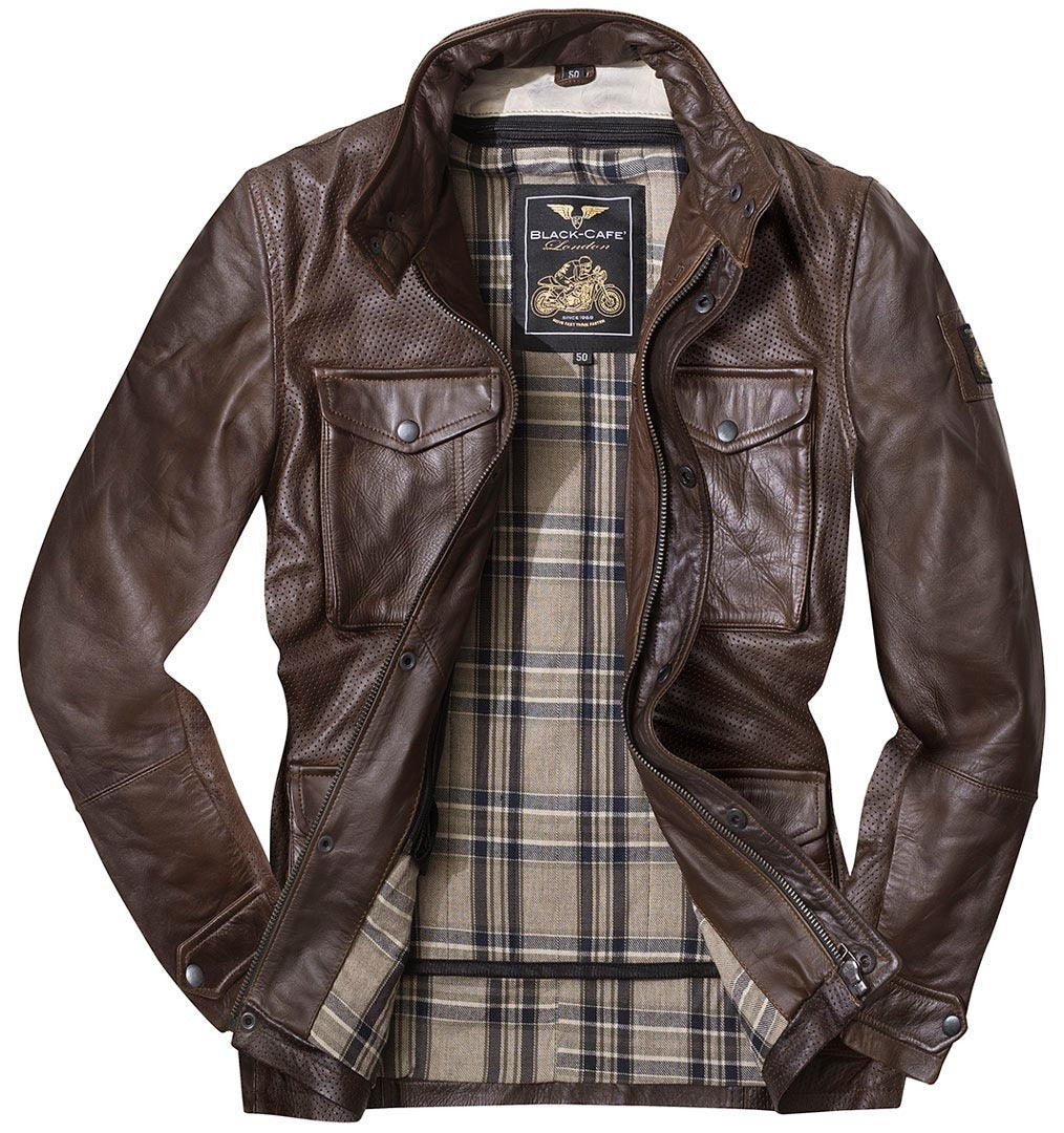 Black-Cafe London Classic Jaqueta de couro da motocicleta