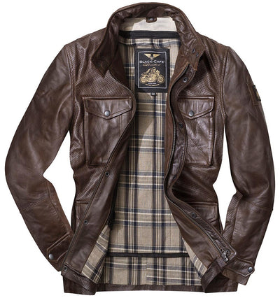 Black-Cafe London Classic Jaqueta de couro da motocicleta