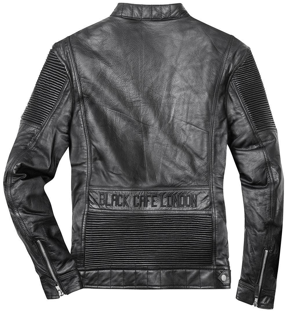 Black-Cafe London Milano Motorcycle Leather Jacket#color_black