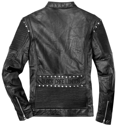 Black-Cafe London Milano 2.0 Motorcycle Leather Jacket#color_black