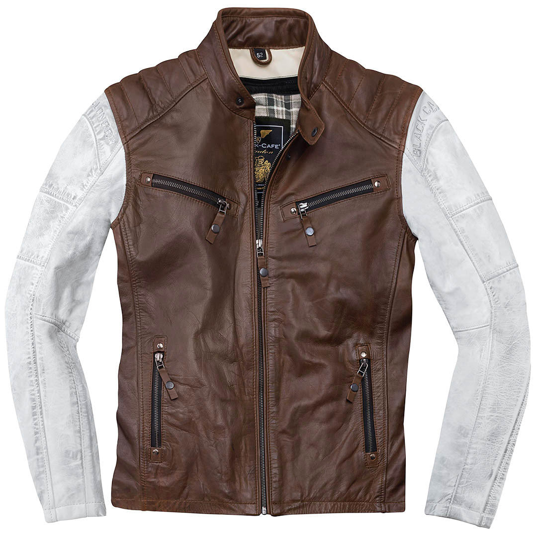 Black-Cafe London Firenze Leather Jacket#color_brown-white