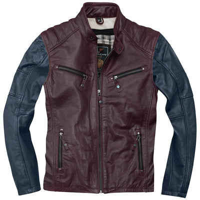 Black-Cafe London Firenze Leather Jacket#color_red-blue
