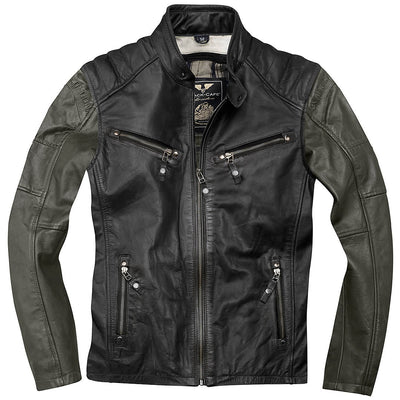 Black-Cafe London Firenze Leather Jacket#color_black-olive