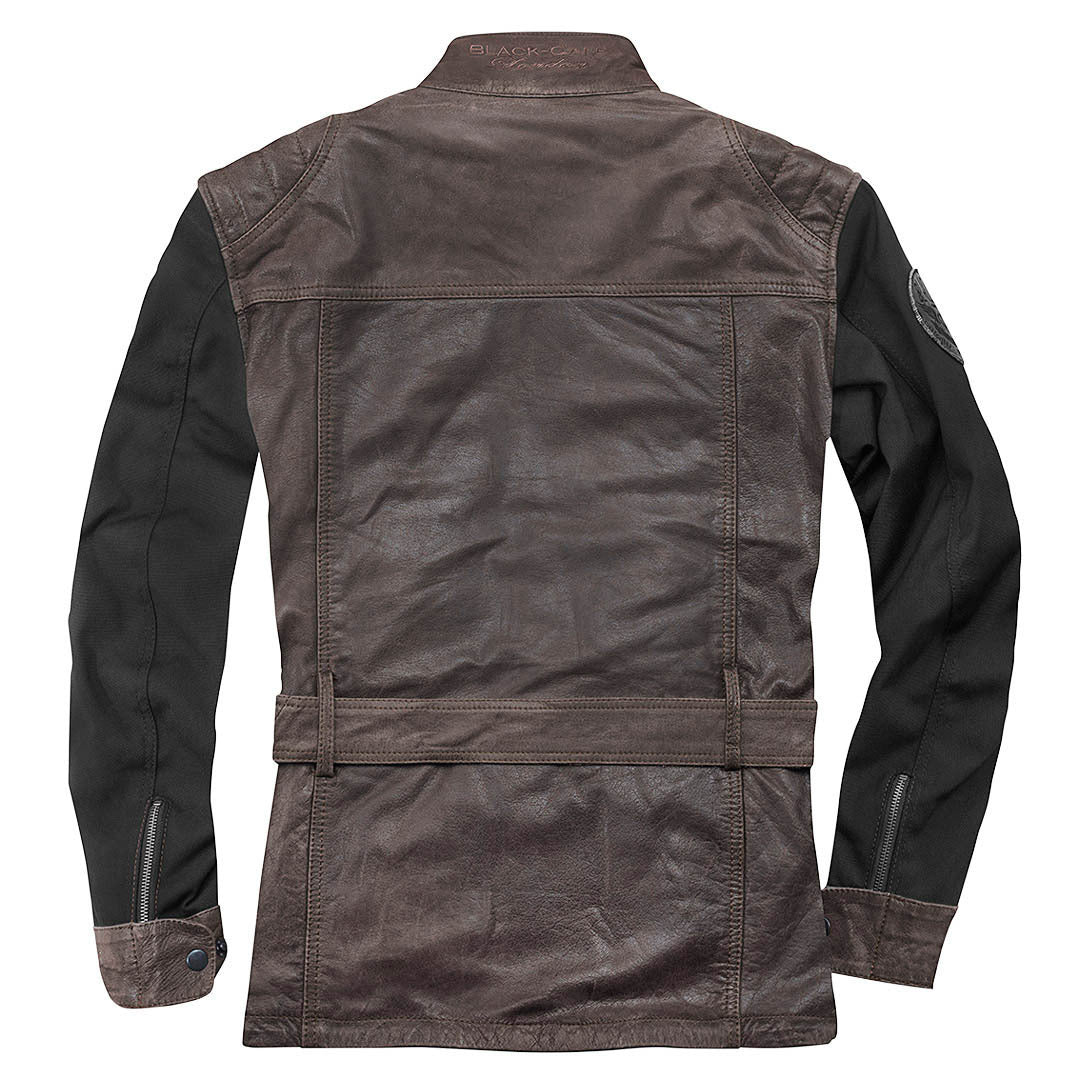 Black-Cafe London Retro Chaqueta de cuero de motocicleta