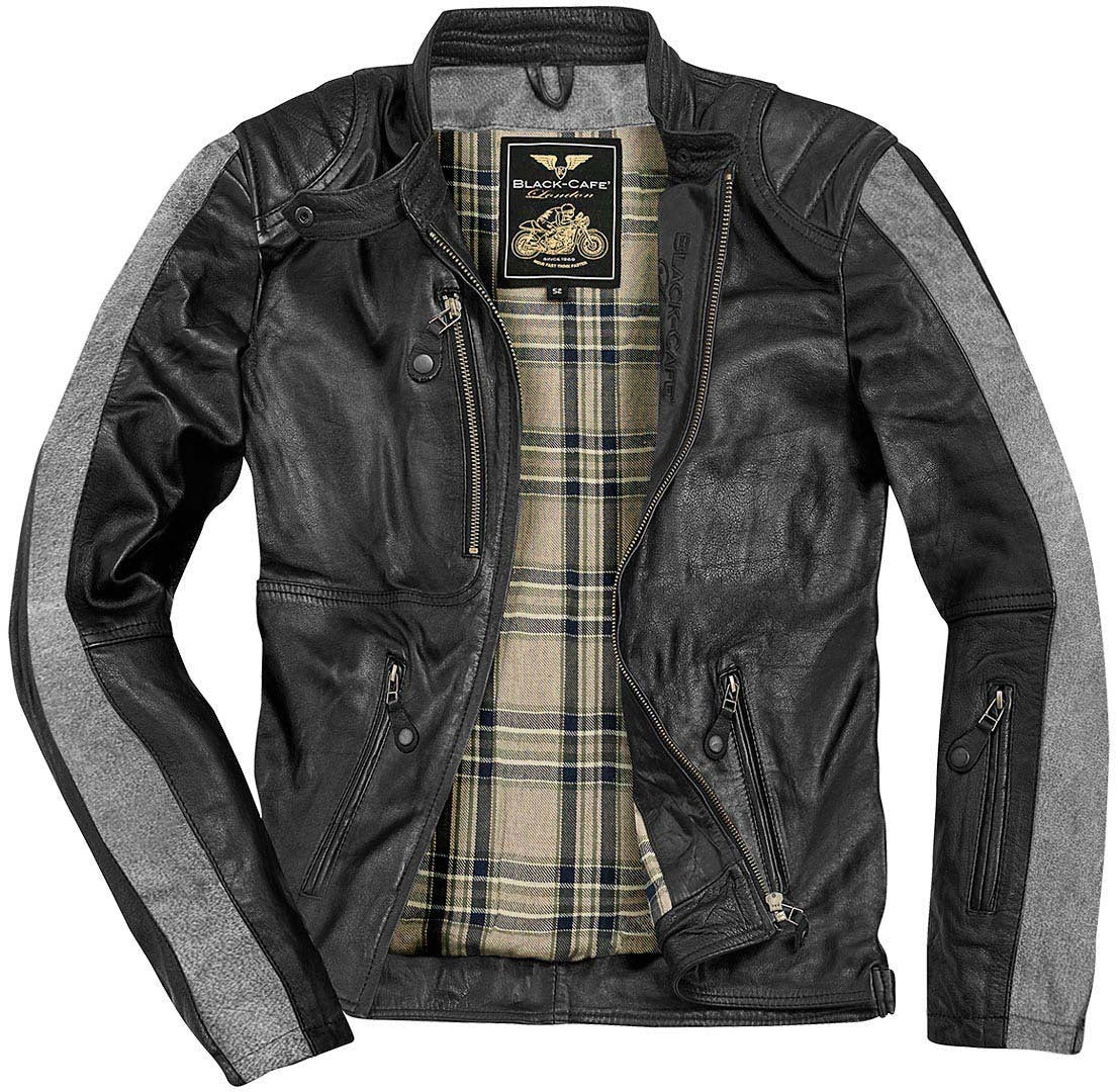 Black-Cafe London Vintage Veste en cuir de moto
