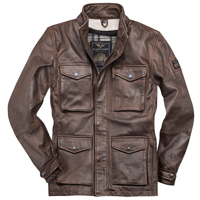 Black-Cafe London Manhattan Leather Jacket#color_brown