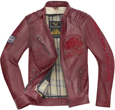 Black-Cafe London Istanbul Motorcycle Leather Jacket#color_red