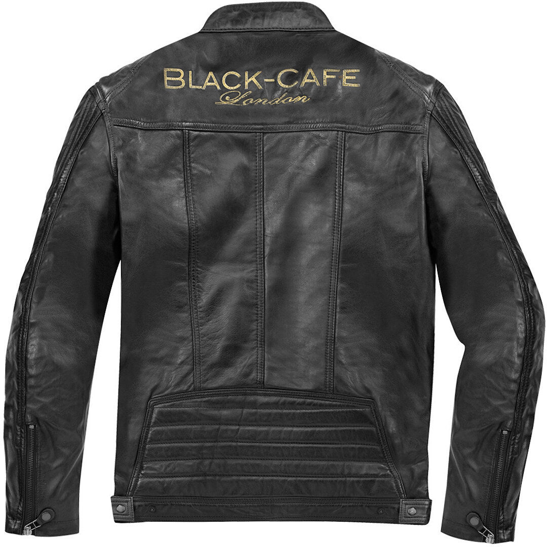 Black-Cafe London Miami Motorcycle Leather Jacket#color_black