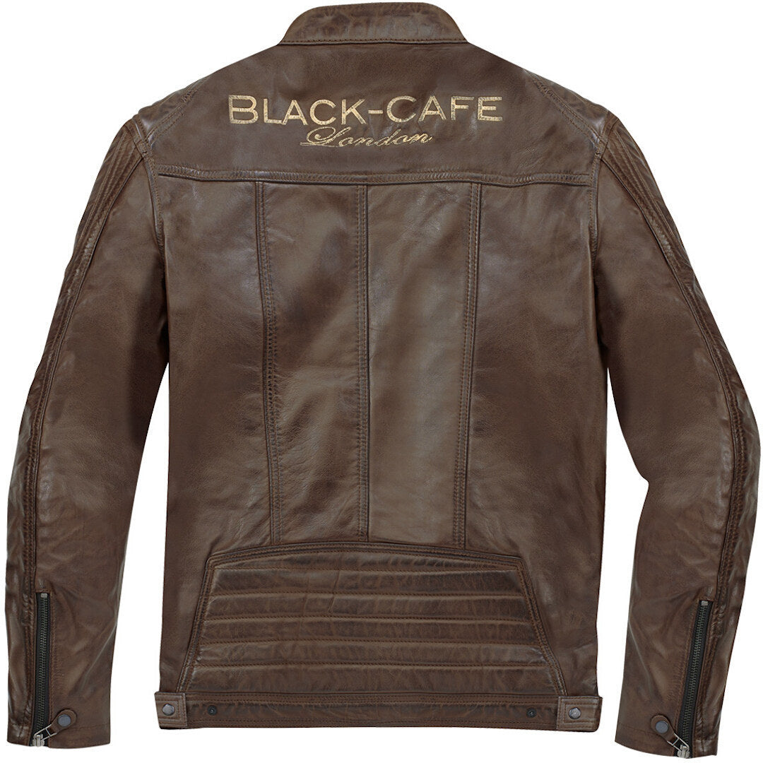 Black-Cafe London Miami Motorcycle Leather Jacket#color_brown