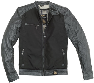 Black-Cafe London Johannesburg Motorcycle Leather- / Textile Jacket#color_black-grey