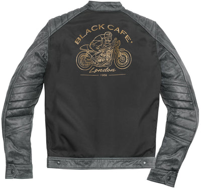 Black-Cafe London Johannesburg Motorcycle Leather- / Textile Jacket#color_black-grey