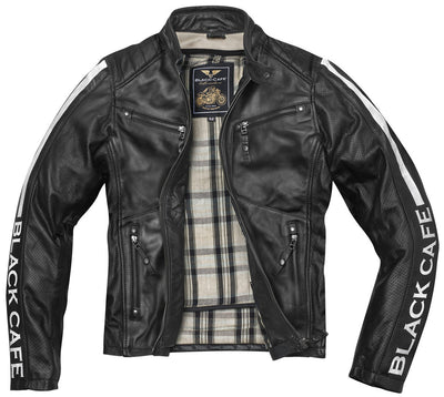 Black-Cafe London Toronto Chaqueta de cuero de motocicleta
