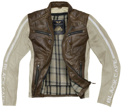 Black-Cafe London Toronto Motorcycle Leather Jacket#color_white-dark-brown