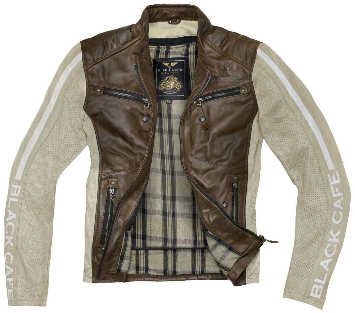 Black-Cafe London Toronto Chaqueta de cuero de motocicleta