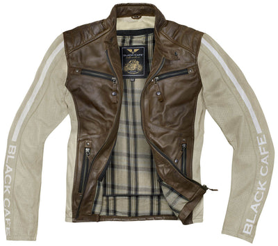 Black-Cafe London Toronto Chaqueta de cuero de motocicleta