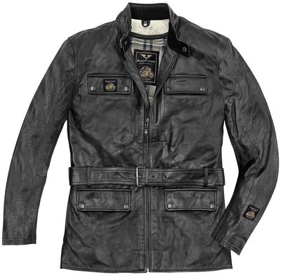Black-Cafe London Kairo Motorcycle Leather Jacket#color_black