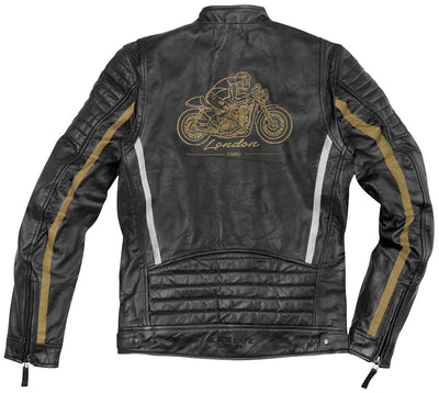 Black-Cafe London Seoul Motorcycle Leather Jacket#color_black-white-gold
