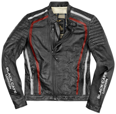 Black-Cafe London Seoul Motorcycle Leather Jacket#color_black-white-red