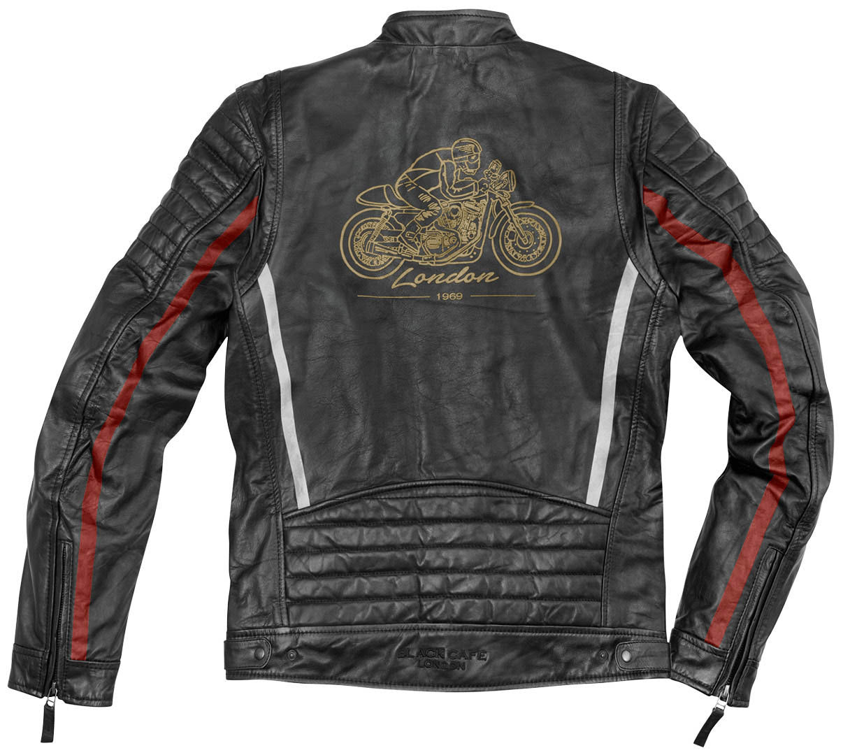 Black-Cafe London Seoul Motorcycle Leather Jacket#color_black-white-red