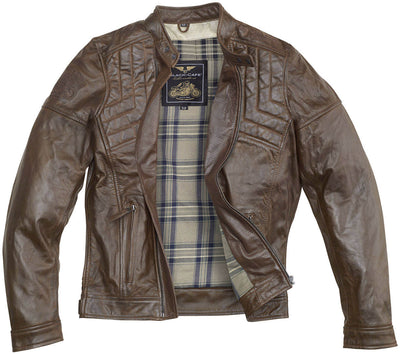 Black-Cafe London Philadelphia Motorcycle Leather Jacket#color_brown