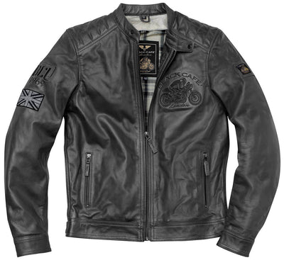 Black-Cafe London Bangkok Motorcycle Leather Jacket#color_black