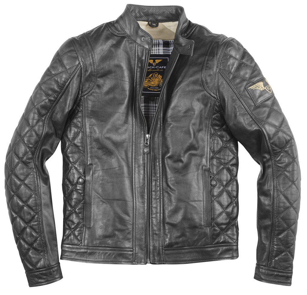 Black-Cafe London Gorgan II Motorcycle Leather Jacket#color_black